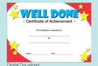 Certificate Of Achievement For Young Learners