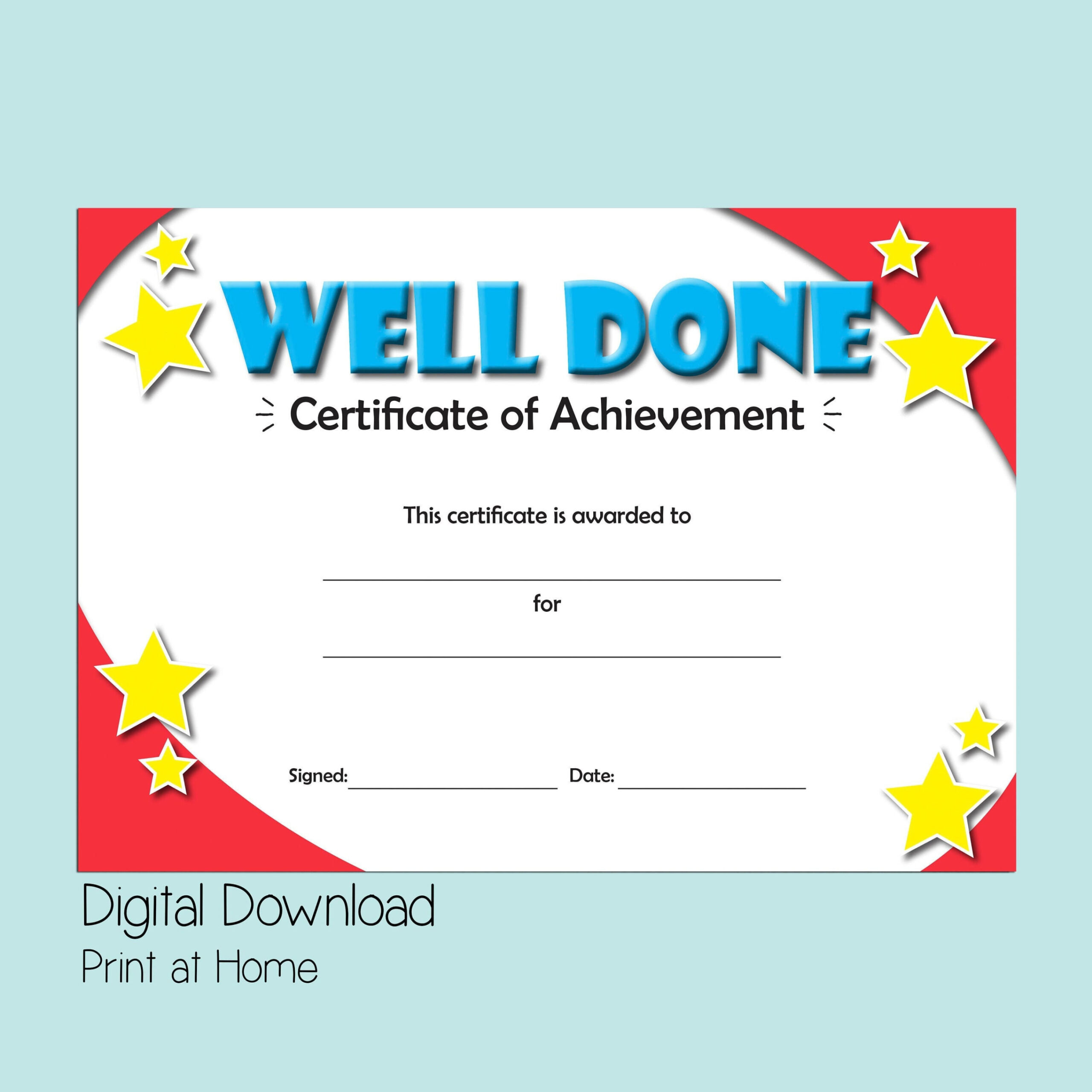 Kids Certificate of Achievement, Good Behaviour Reward, Digital