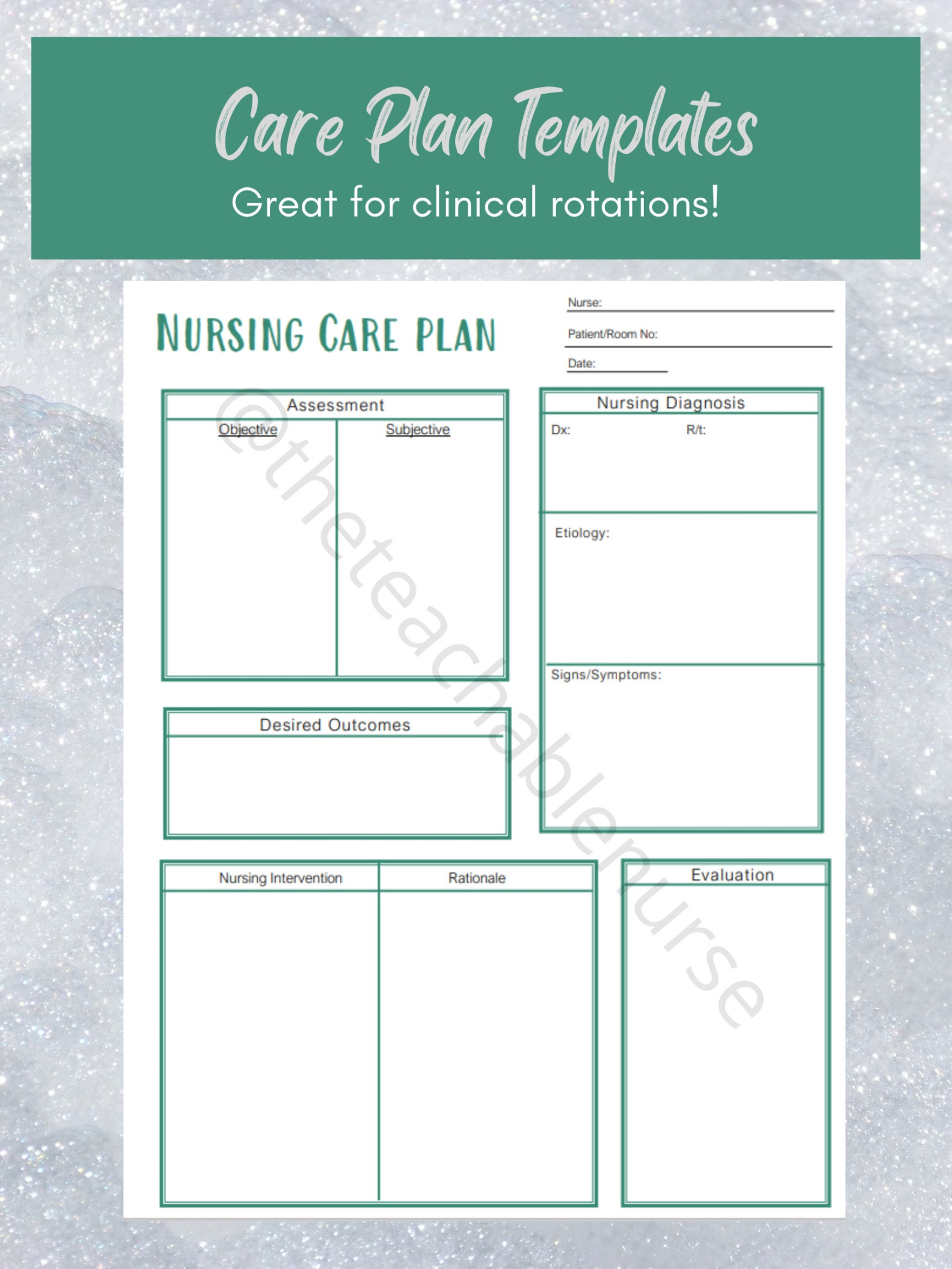 Nursing Care Plan Templates - Etsy UK