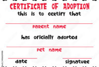 Pet Adoption Certificate Template