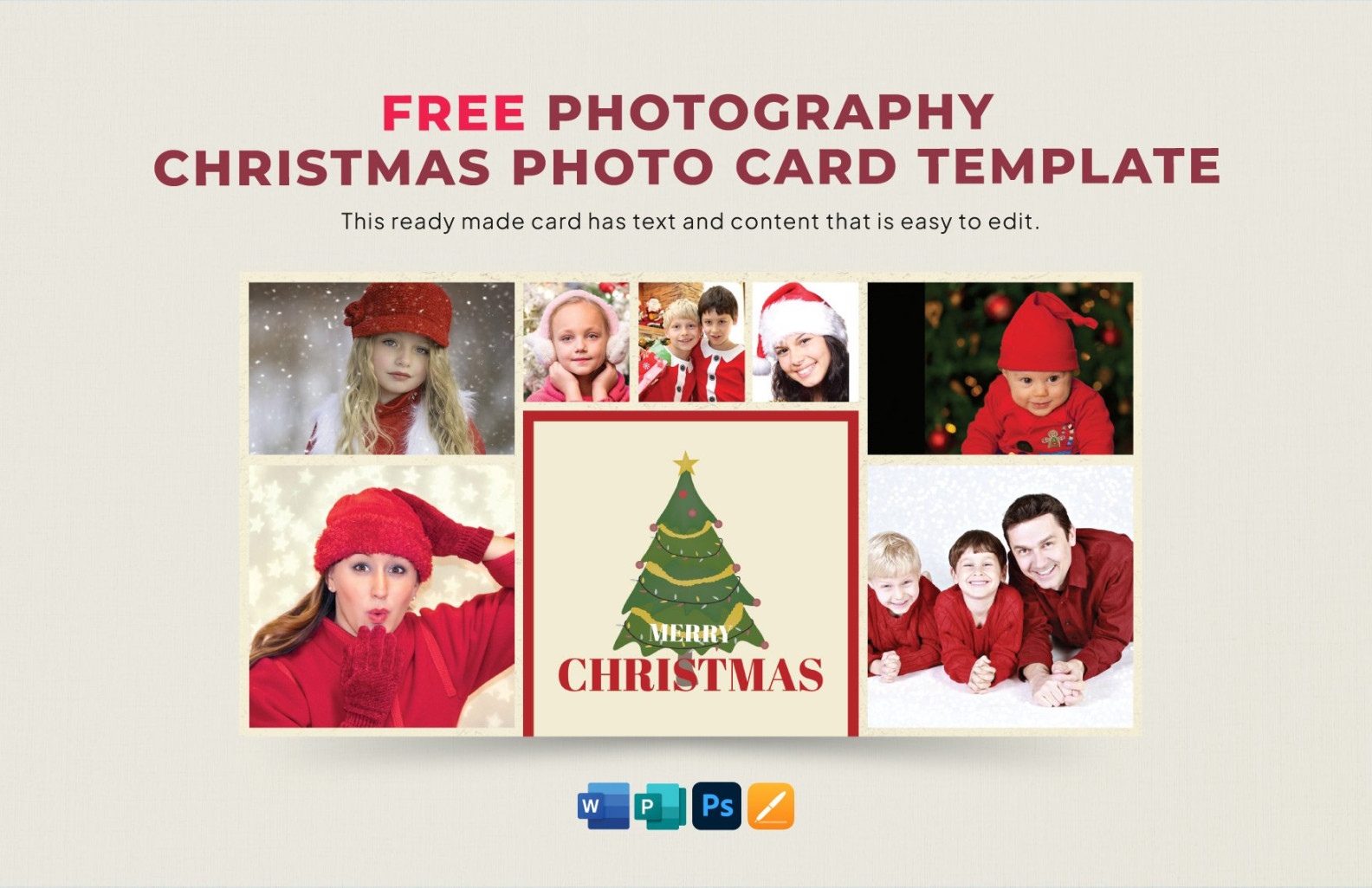 Photography Christmas Photo Card in PSD, Word, Pages, Publisher