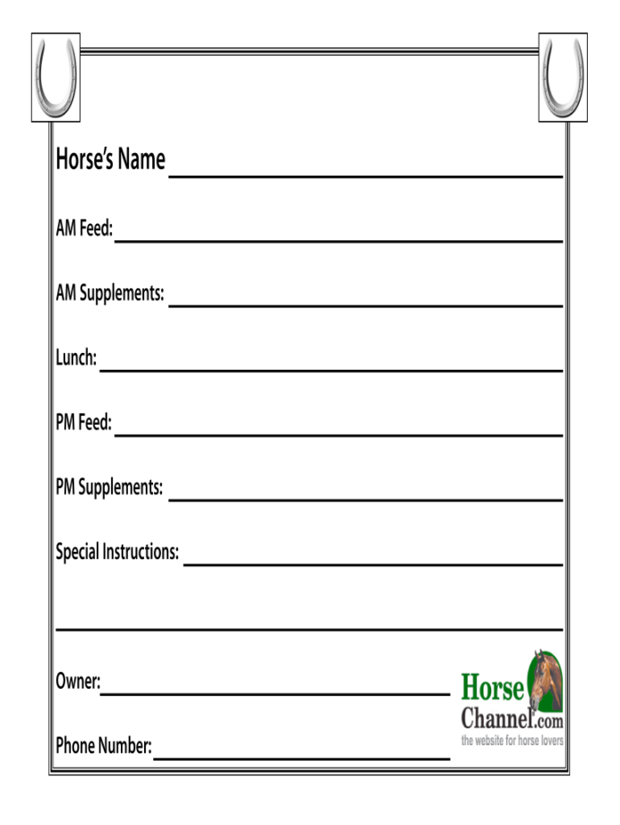 Printable Horse Stall Card - Fill Online, Printable, Fillable