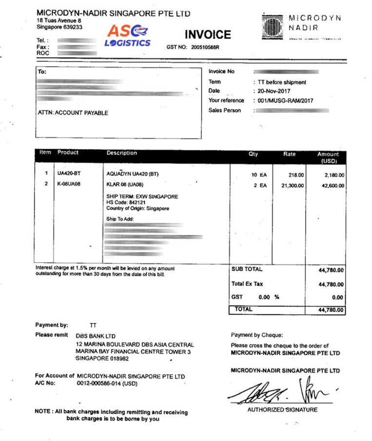 SAMPLE INVOICE, PACKING LIST