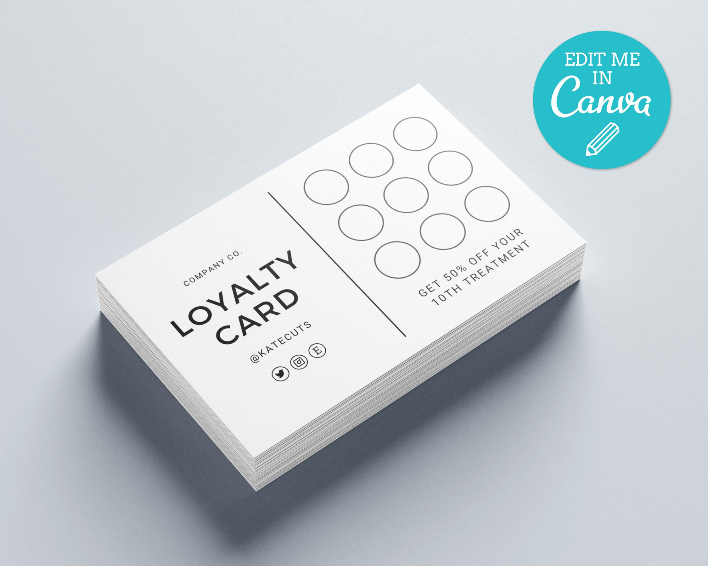 Simple Loyalty Card Template / Modern Rewards Card / Printable