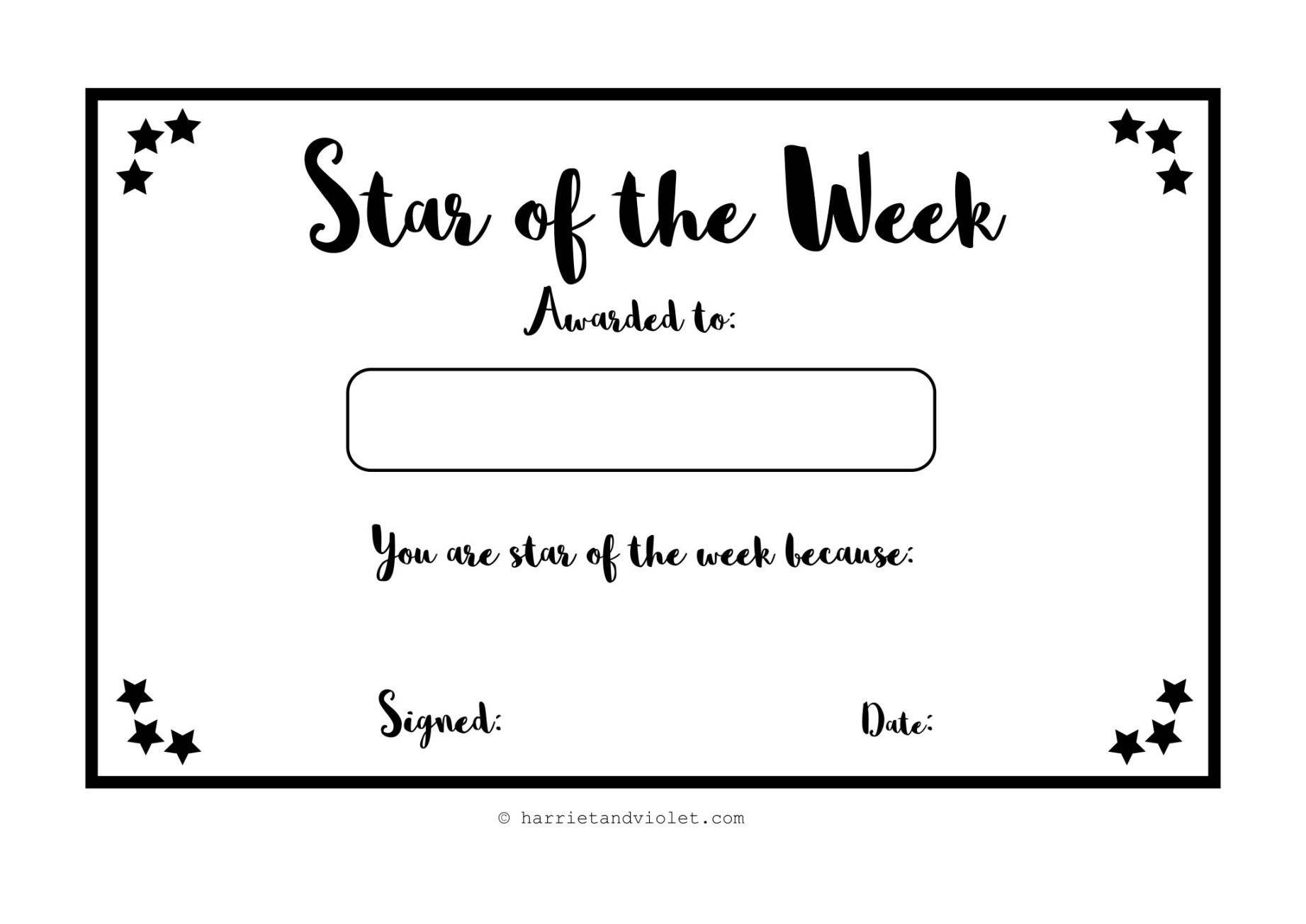 Star of the Week Certificate - Printable Teaching Resources