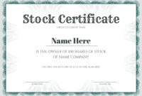 Stock Certificate Template Word