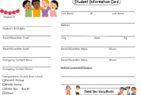 Student Information Card Template