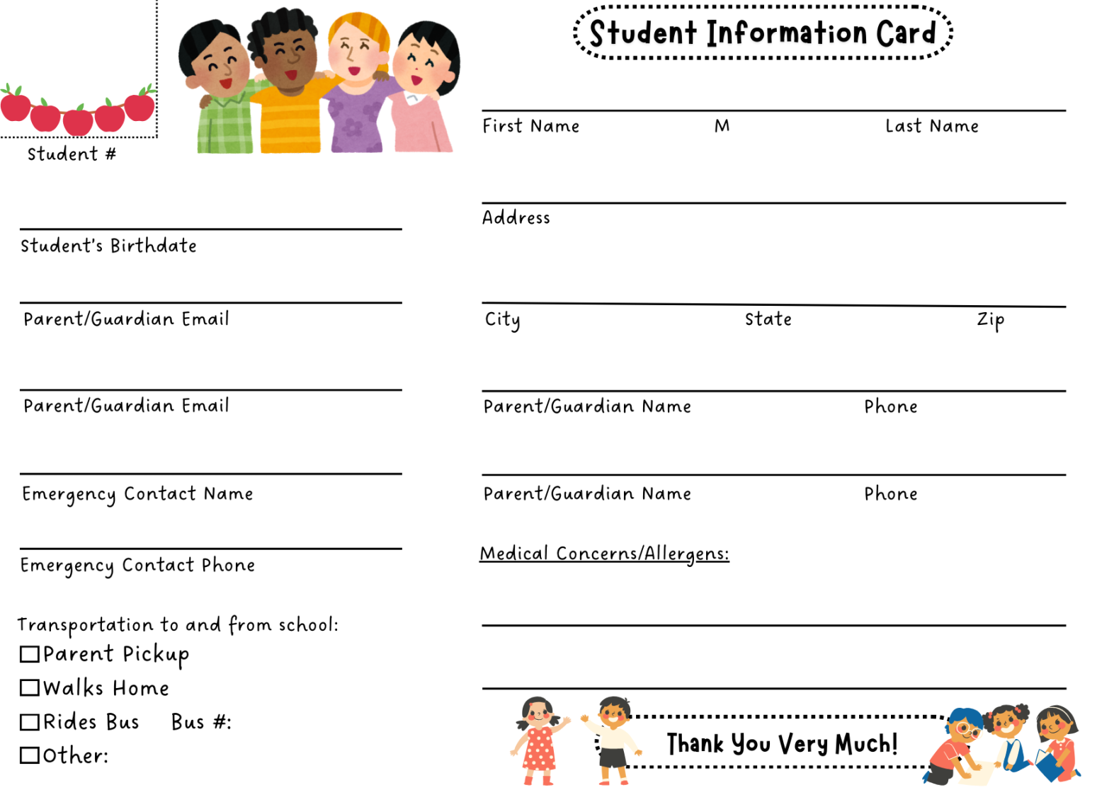 Student Information Card - Classful