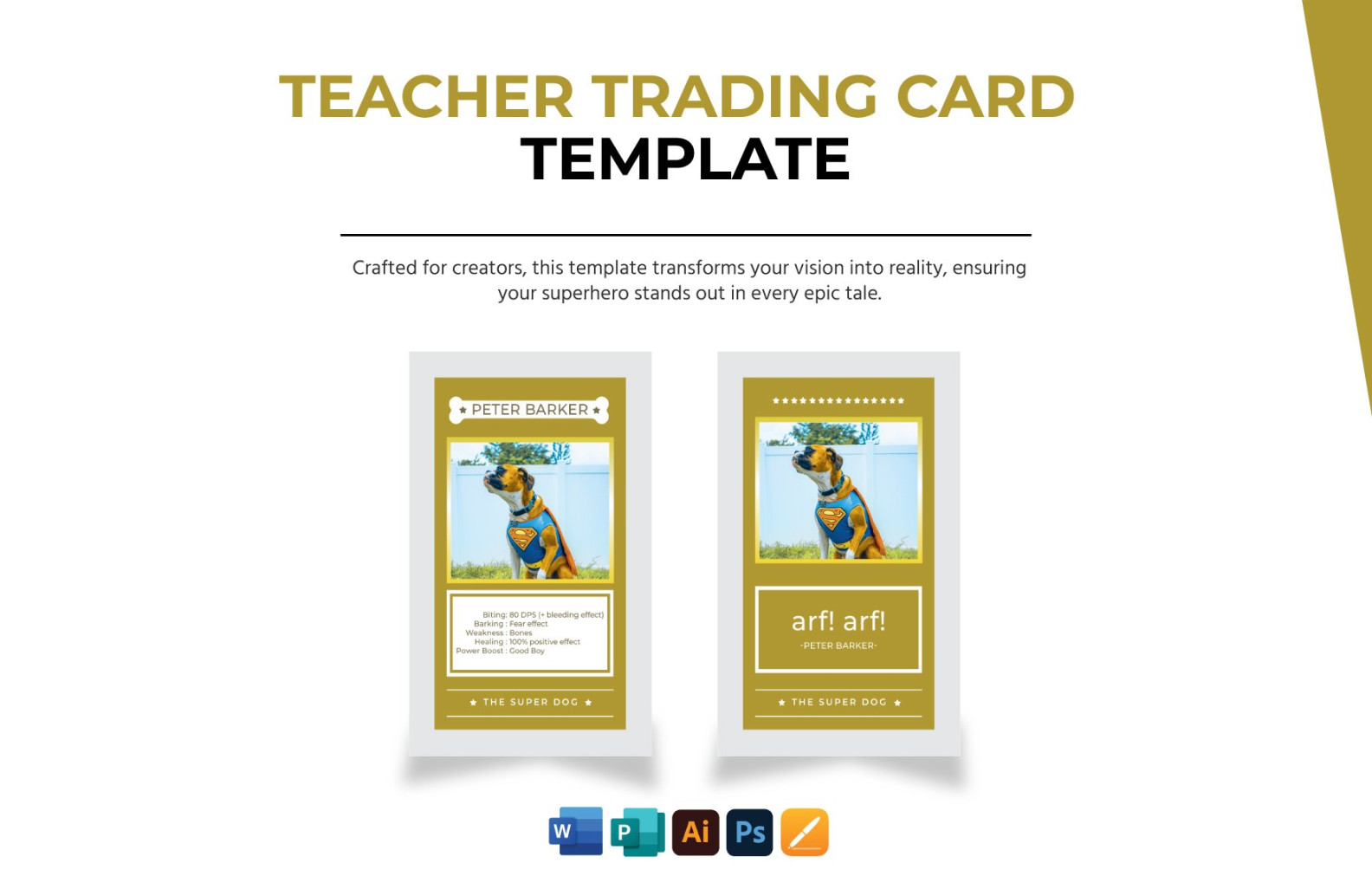 Superhero Trading Card Template in Publisher, Pages, Illustrator