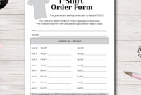 Blank T-Shirt Order Form Template