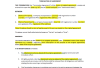 Termination Of Shareholders Agreement Template