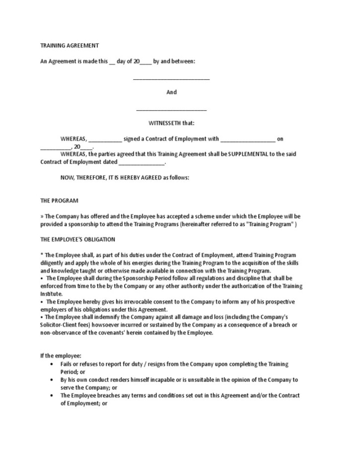 Training Agreement  PDF  Government Information  Common Law