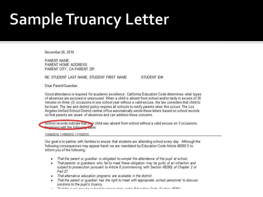 Truancy Letter Template