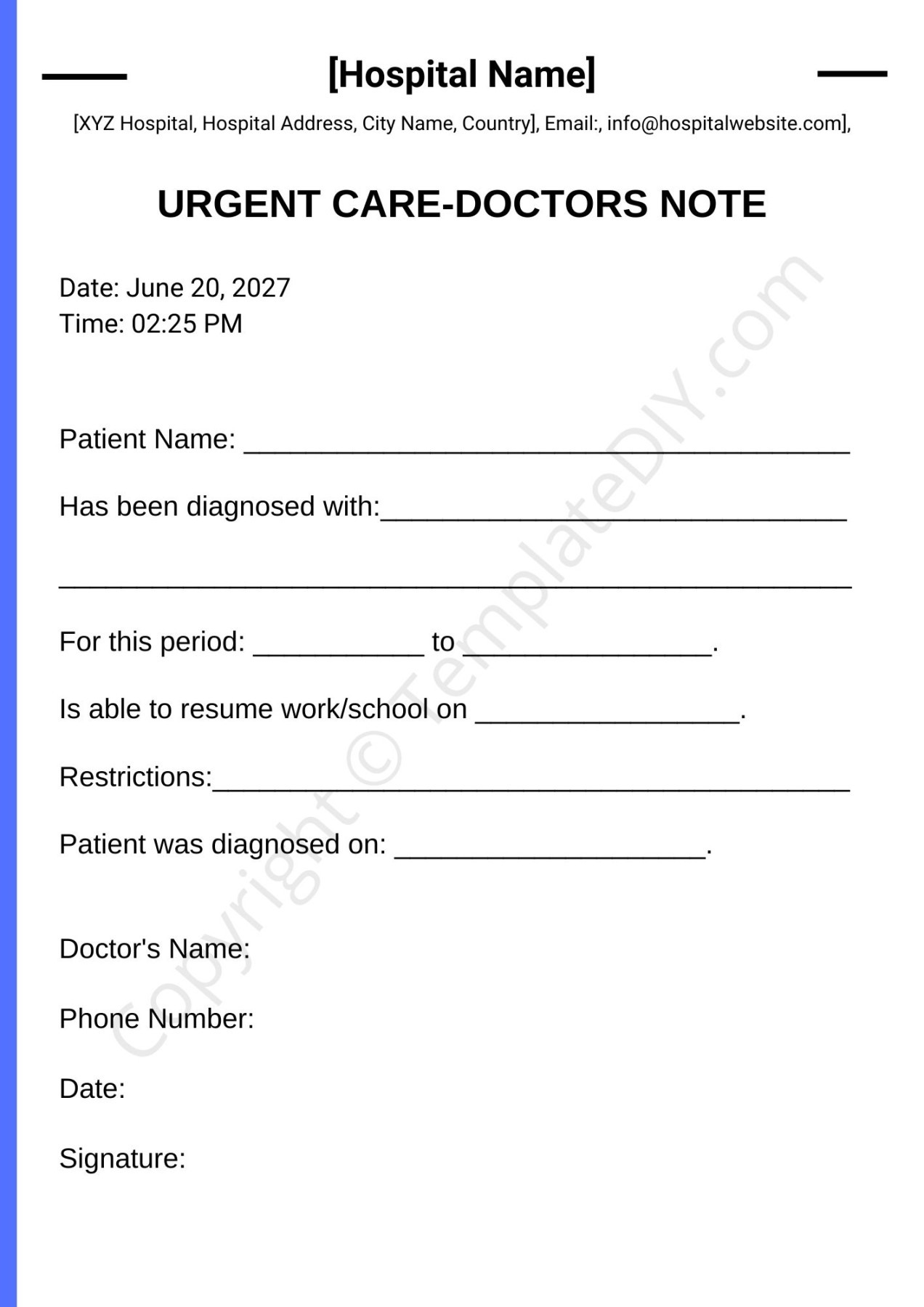 Urgent Care Doctors Note Printable Template in PDF, Word