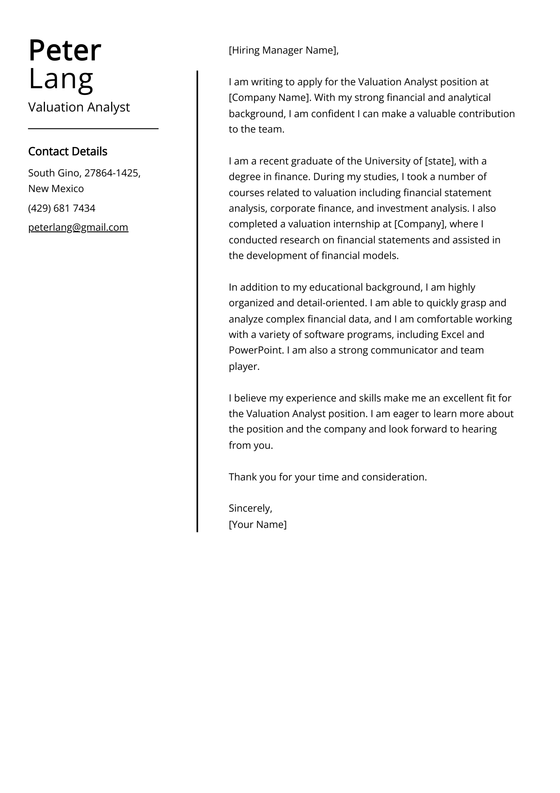 Valuation Letter Template For Formal Business Transactions ...