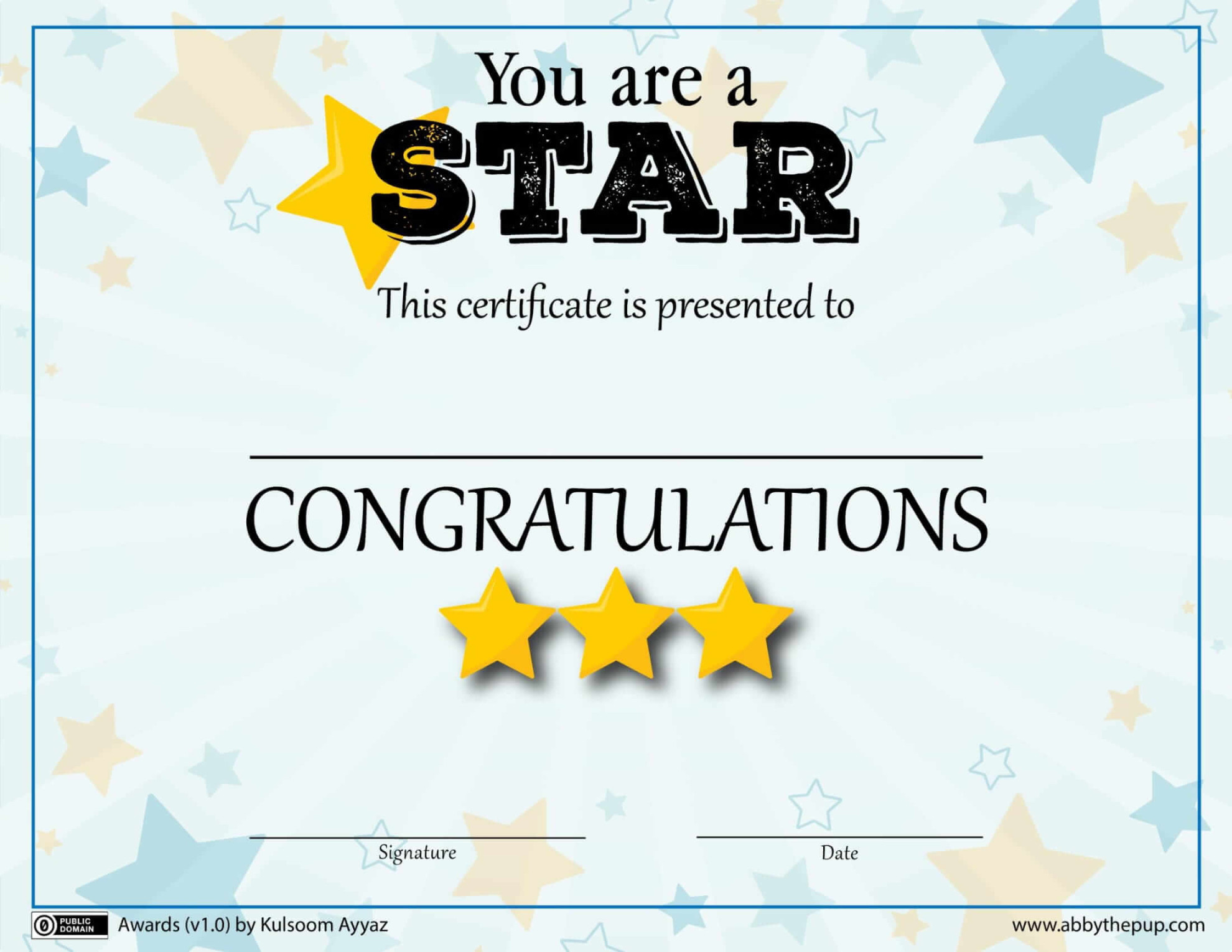 You are a Star Award Template  Free Printable Papercraft Templates