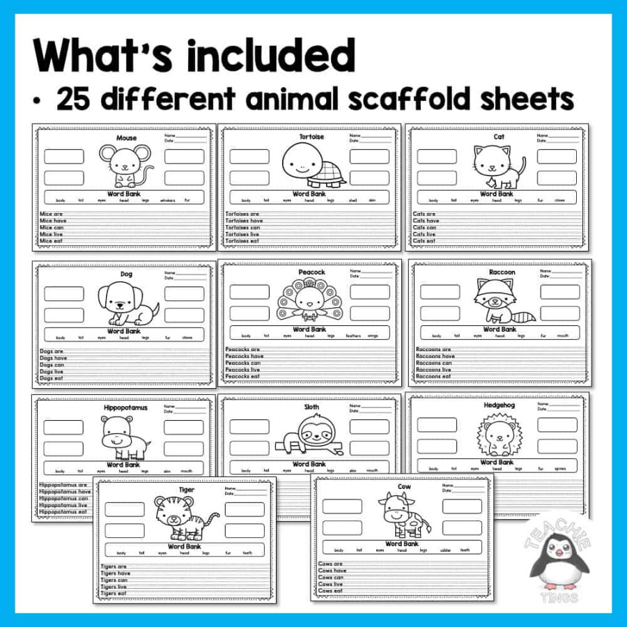 Animal Report Writing Template - Animal Information Writing