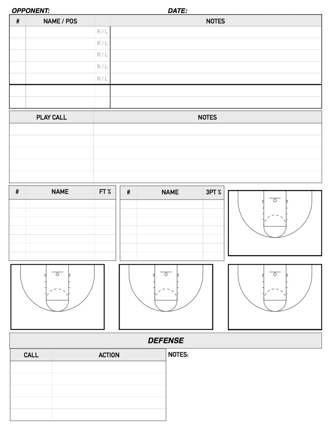 Basketball Scouting Report Sheet Template Excel Simple within