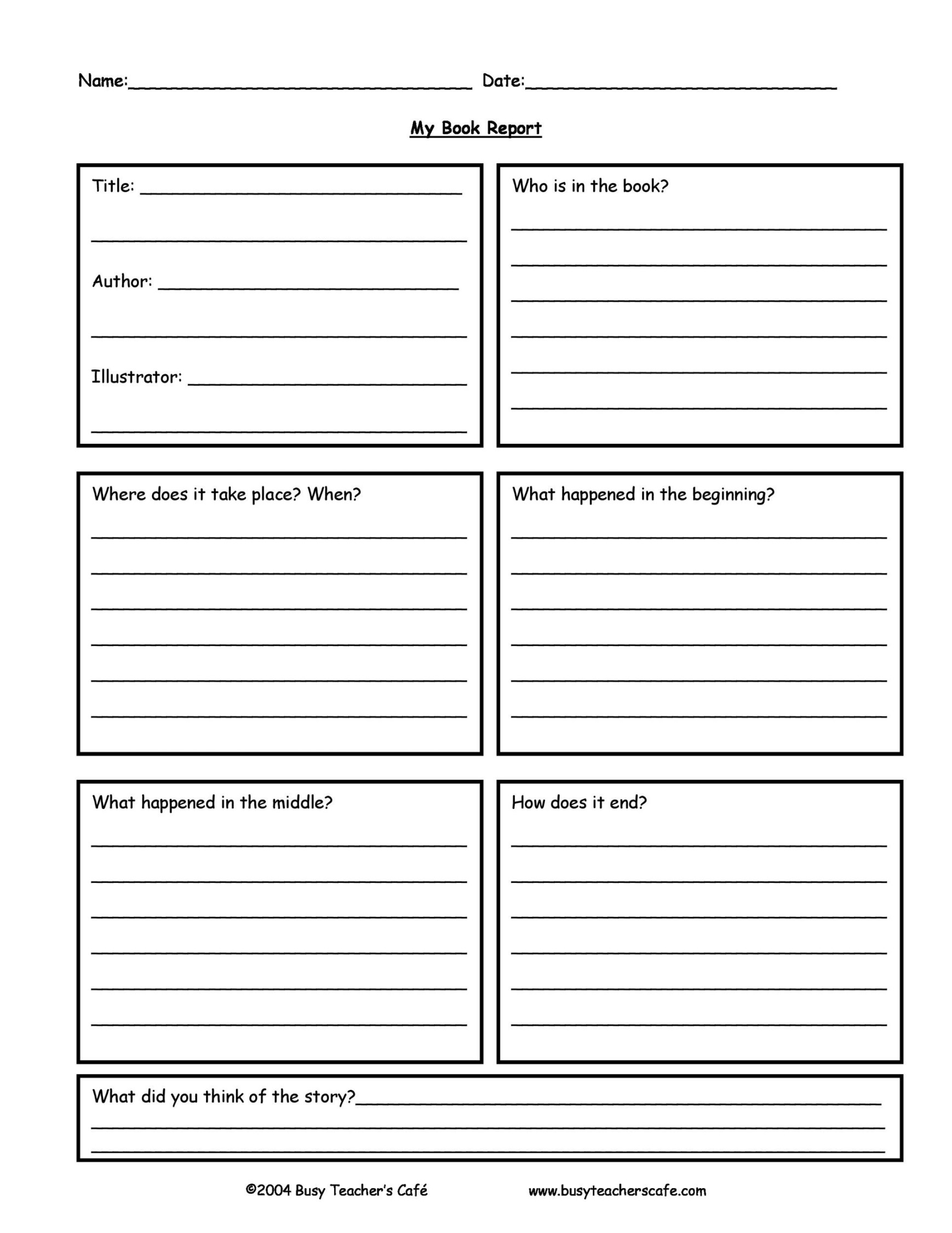 Book Report Templates & Reading Worksheets