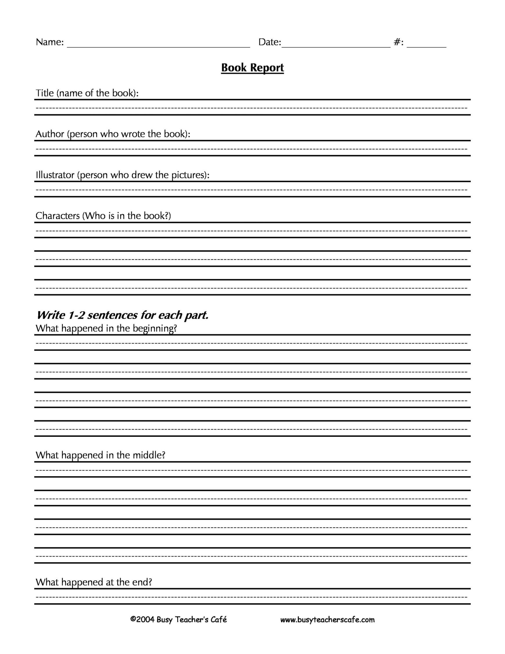 Book Report Templates & Reading Worksheets