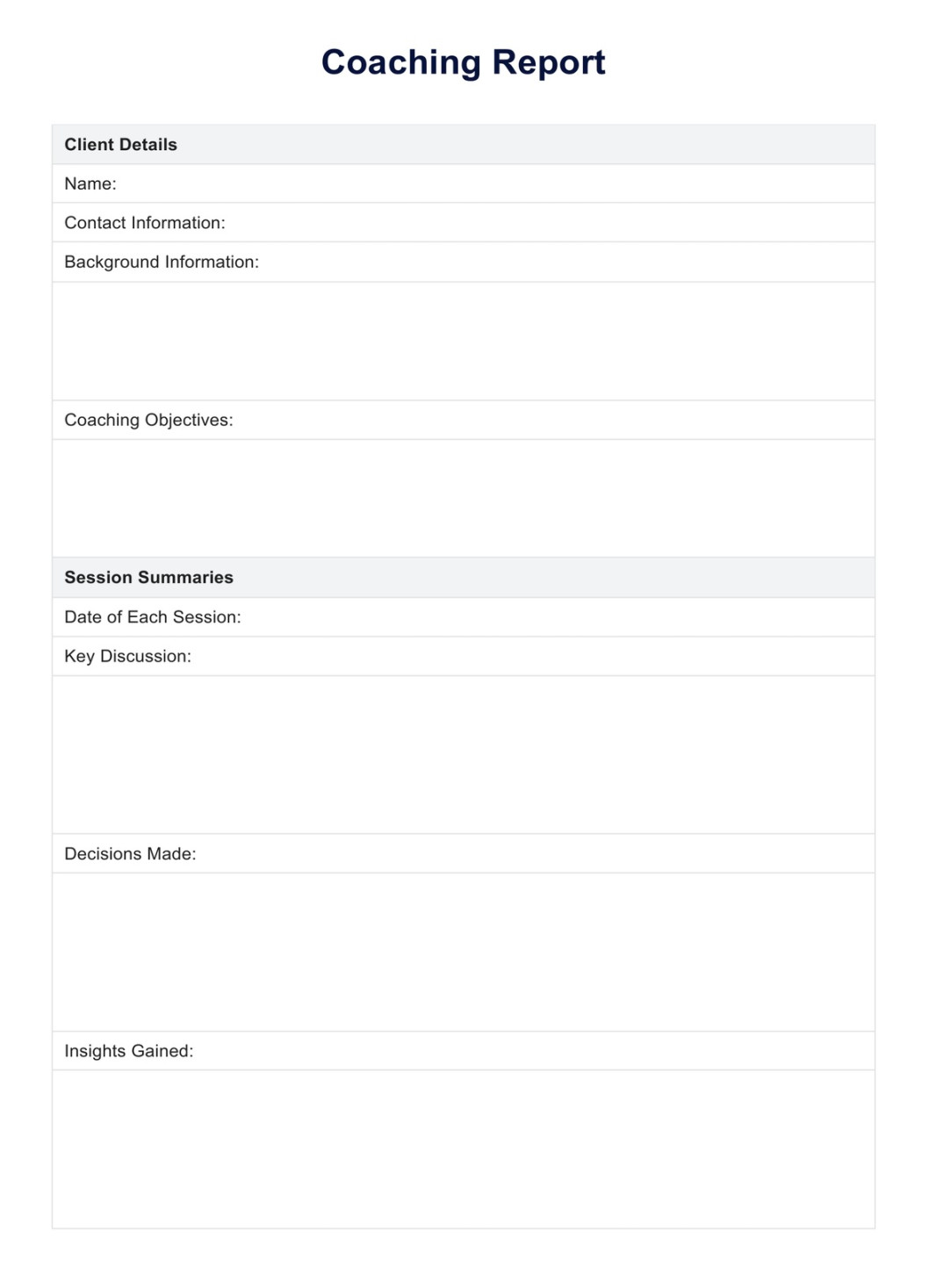 Coaching Report Template & Example  Free PDF Download