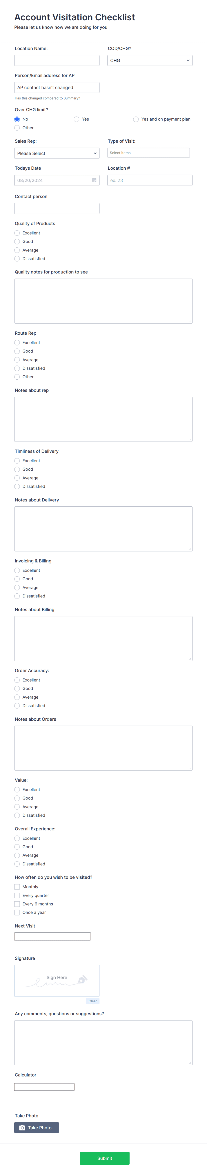 Customer Visit Report Template Form Template  Jotform