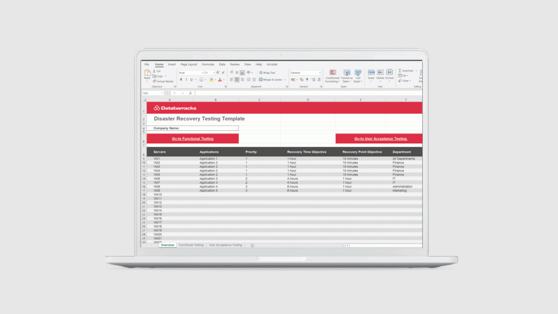 Disaster Recovery Test Template