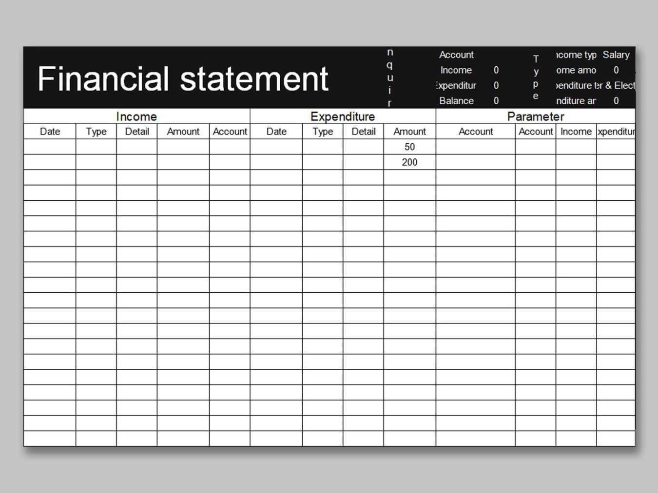 EXCEL of Financial Statement