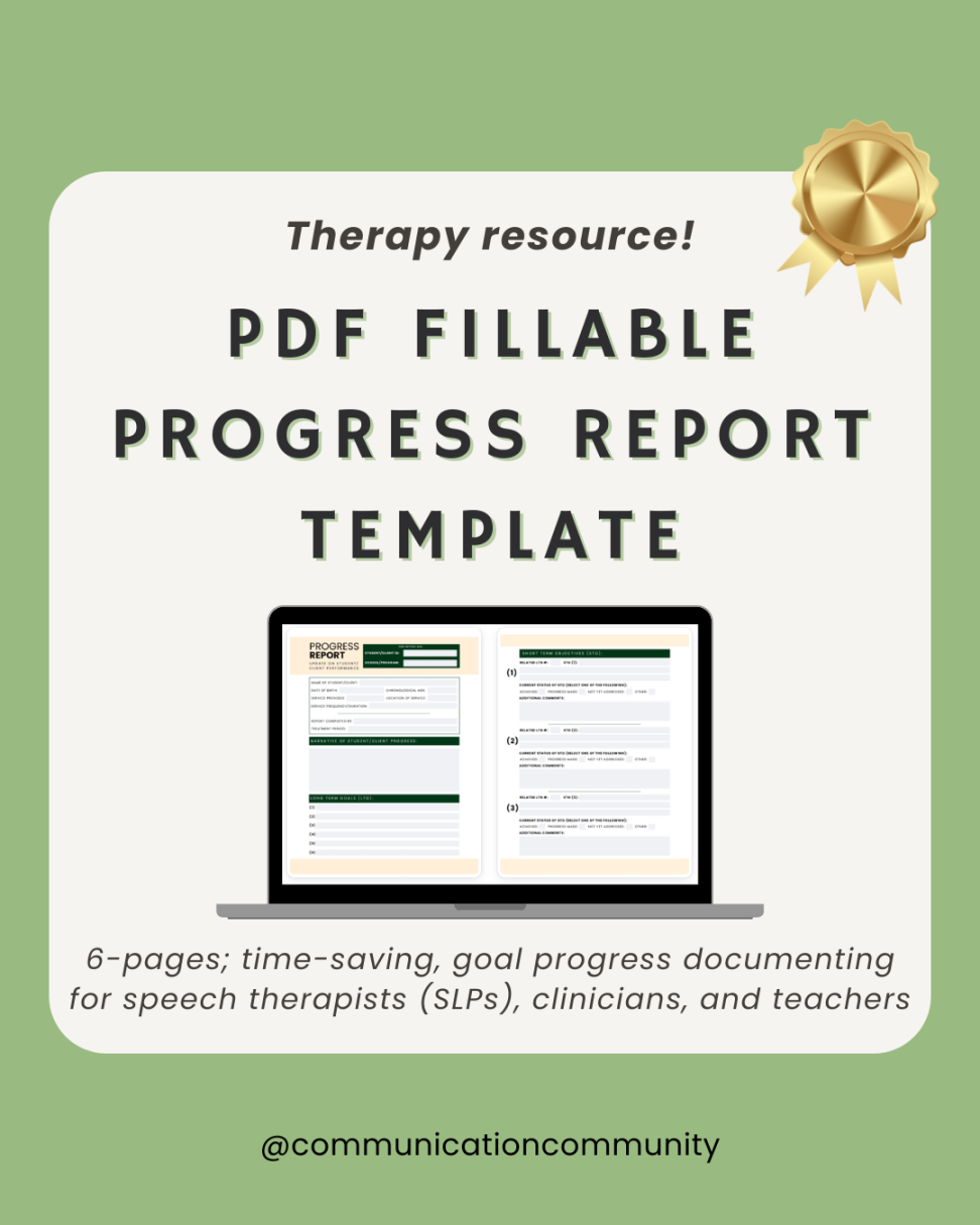 Fillable Progress Report Template for Speech Therapy