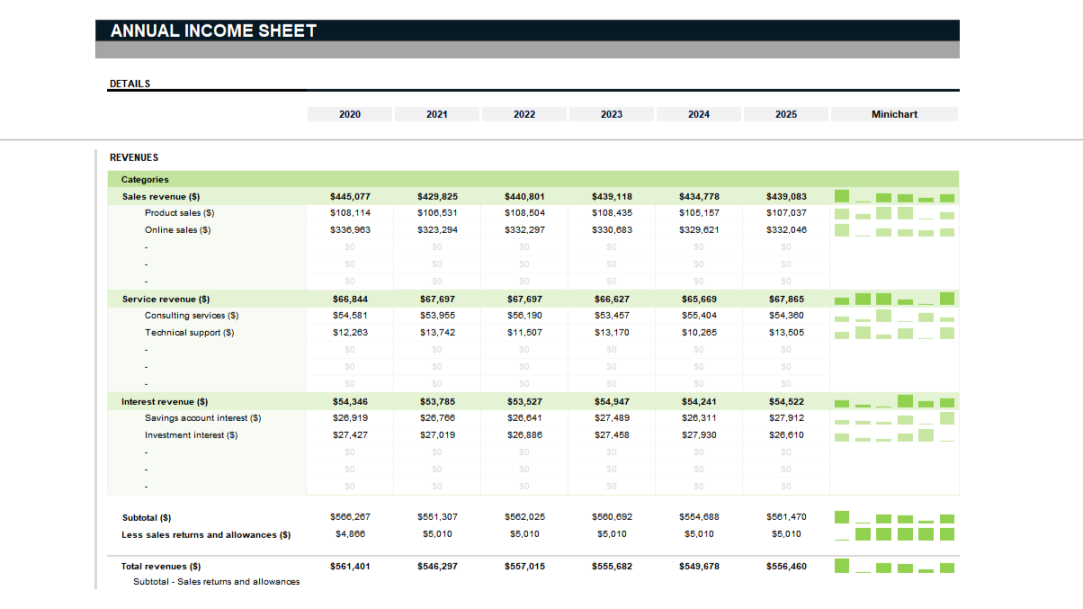 Financial Statements Template Spreadsheet Template