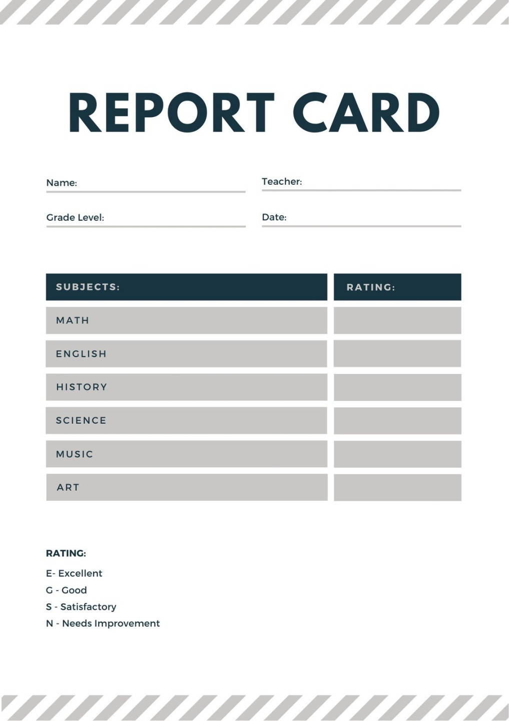 Free custom printable homeschool report card templates  Canva