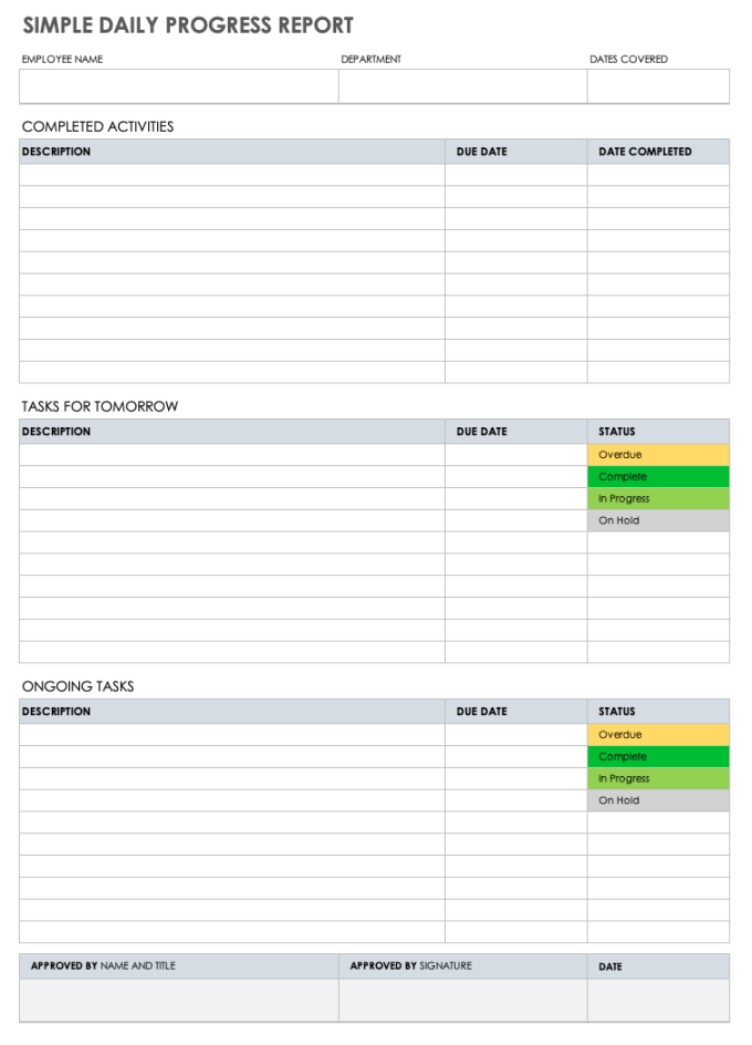 Free Daily Progress Report Templates  Smartsheet