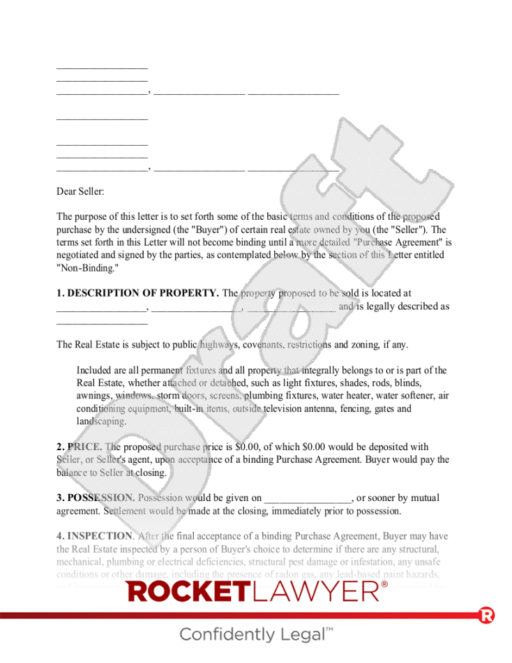 Free Intent to Purchase Real Estate Template - Rocket Lawyer