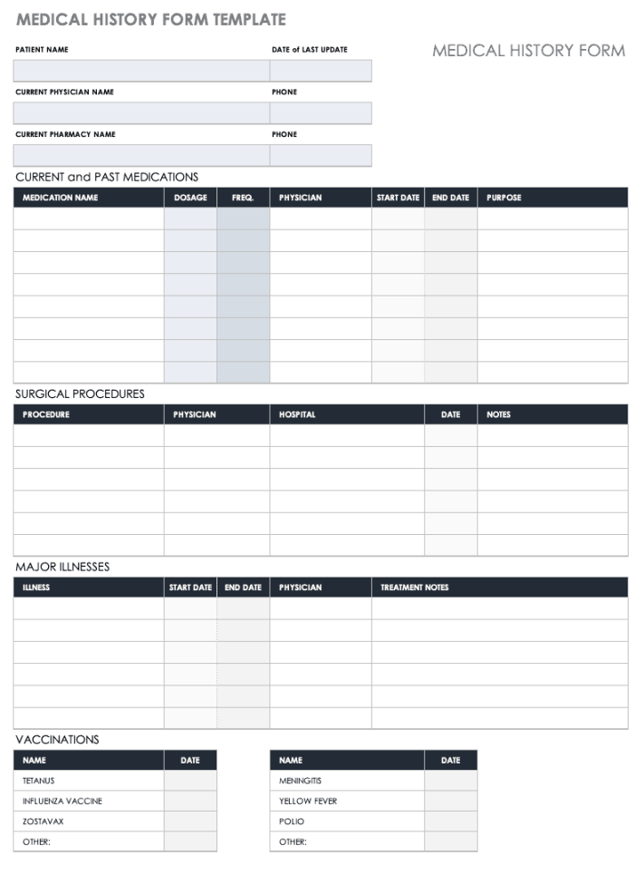 Free Medical Form Templates  Smartsheet