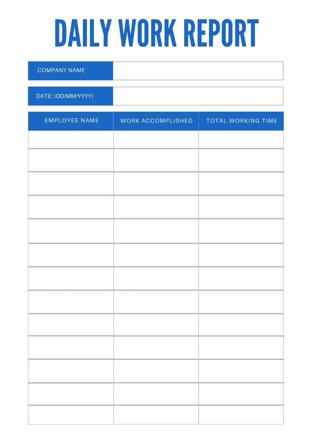 Free printable, customizable daily report templates  Canva