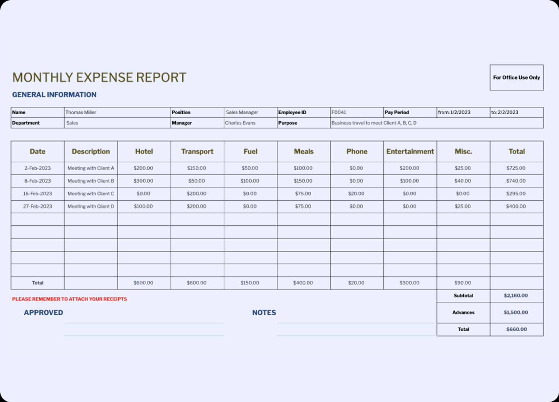 Fyle  Expense Report Templates