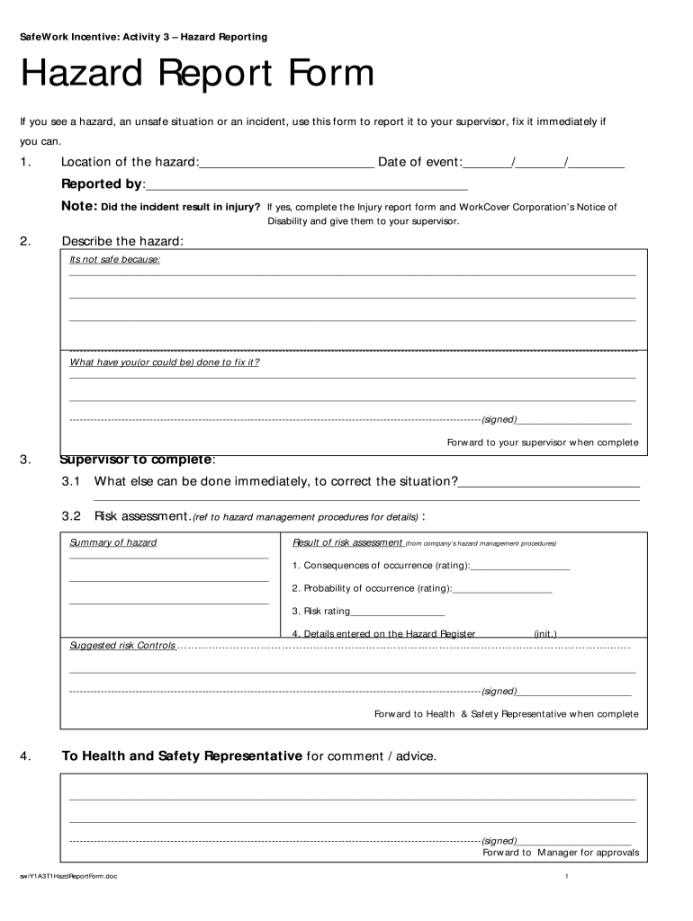 Hazard report form example: Fill out & sign online  DocHub