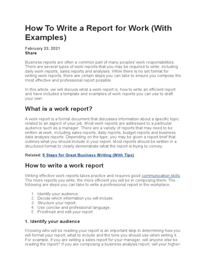 How To Write A Report For Work (With Examples)  PDF  Data