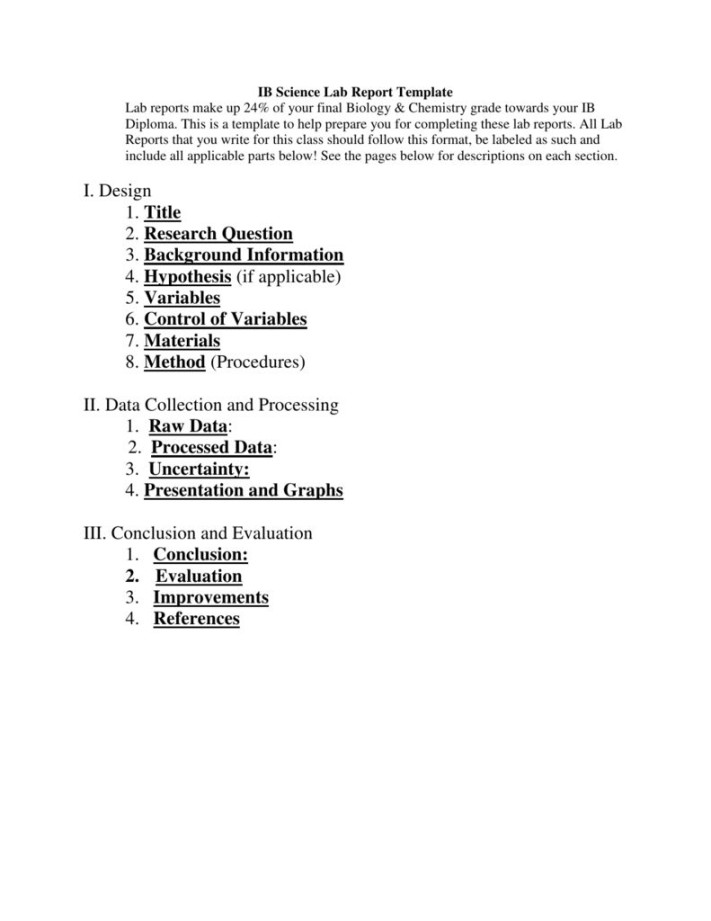 Ib Biology Lab Report Template within Section  Report Template