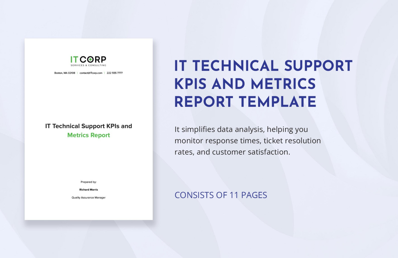 IT Technical Support KPIs and Metrics Report Template in Word, PDF