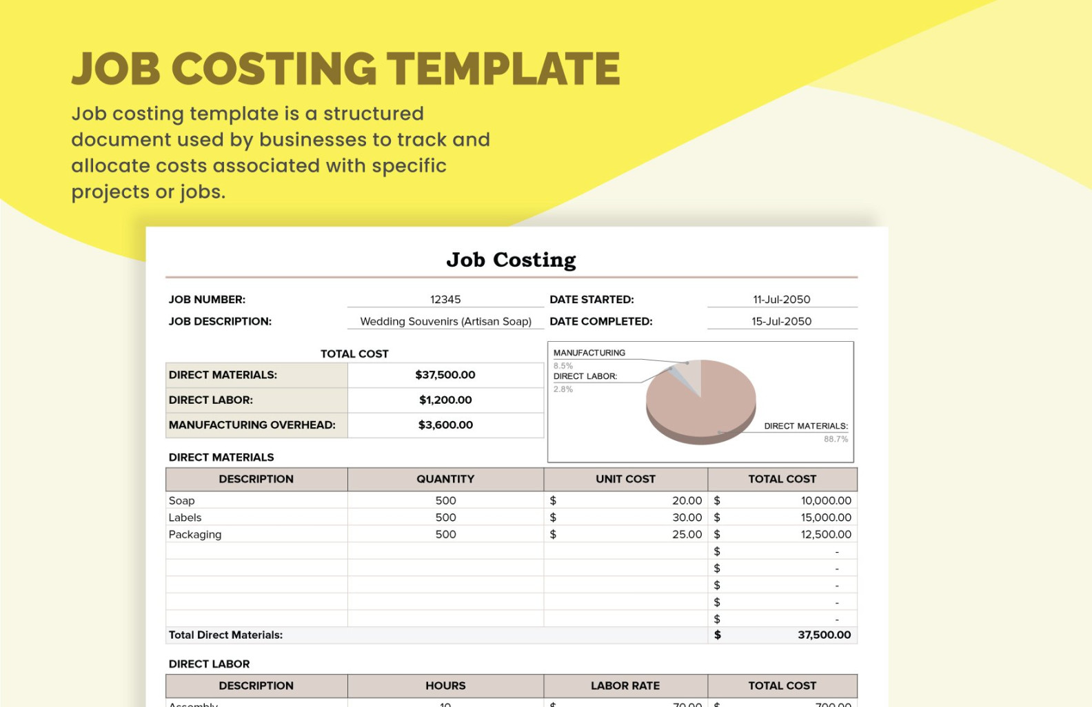 Job Costing Template in Excel, Google Sheets - Download  Template