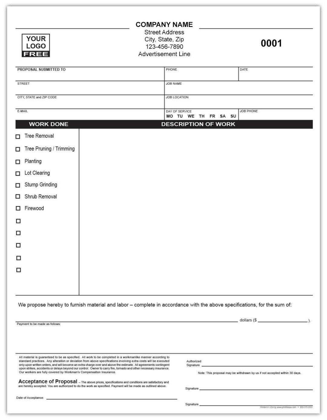 Landscaping Proposal Forms: Custom Business Forms  Printitless