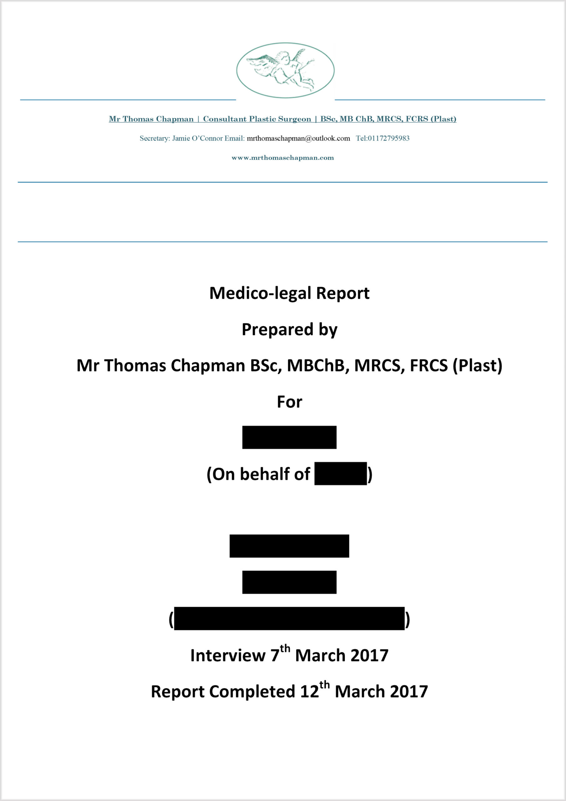 MedicoLegal Reporting - Mr Thomas Chapman