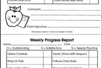 Preschool Weekly Progress Report Template