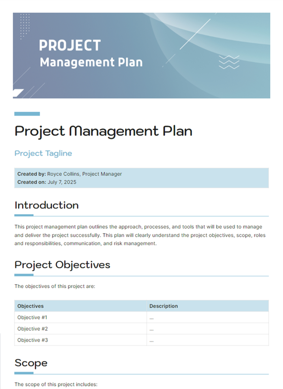 Project Management Template  Bit