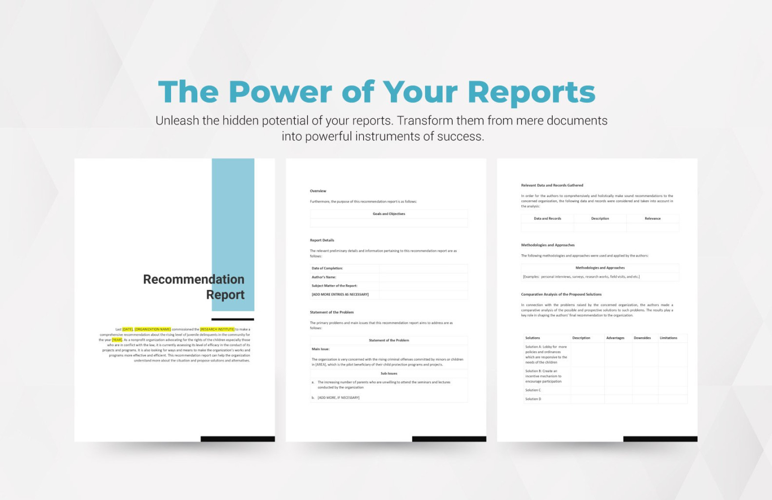 Recommendation Report Template in Word, Pages, Google Docs