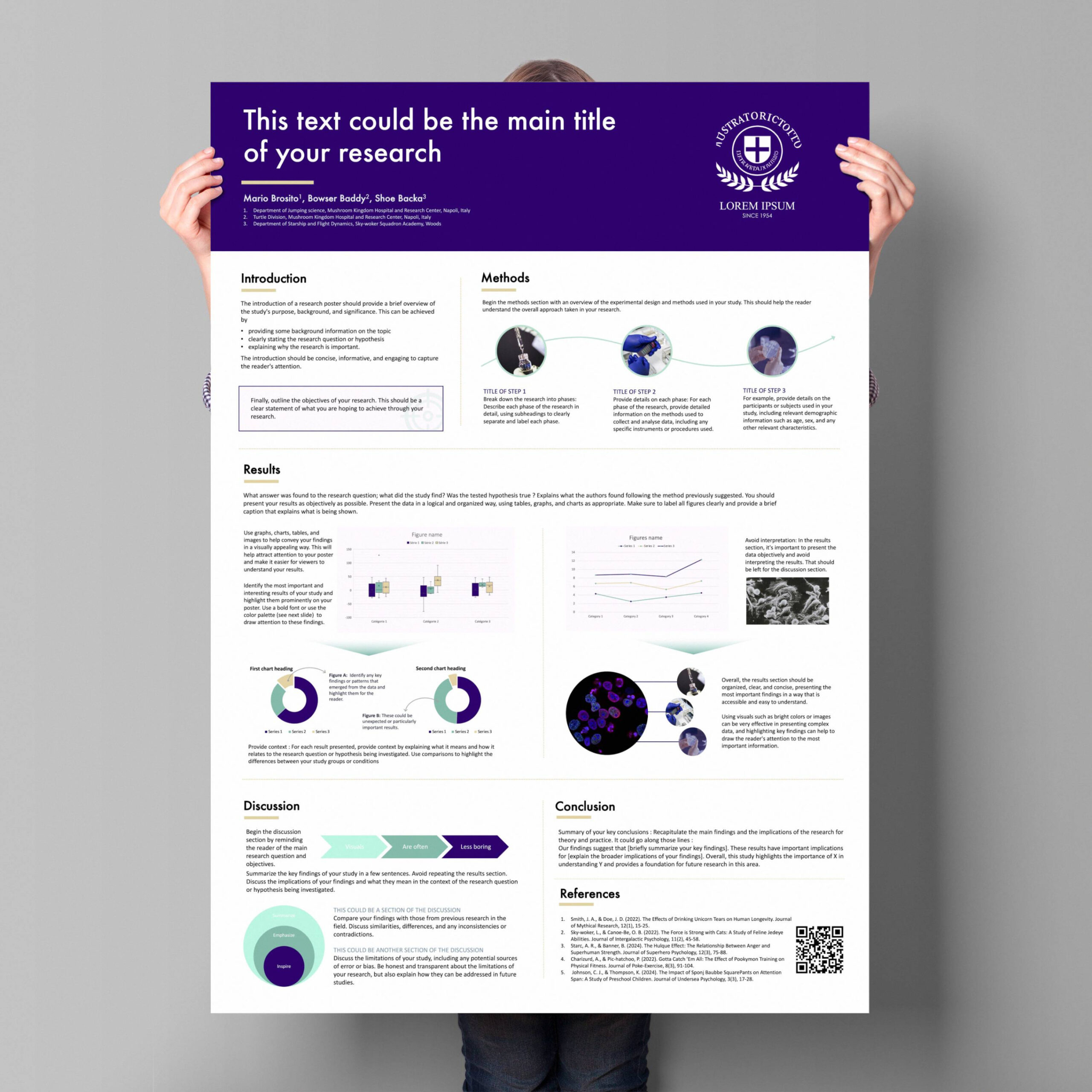 Research Poster template  A portrait PowerPoint  Deep blue