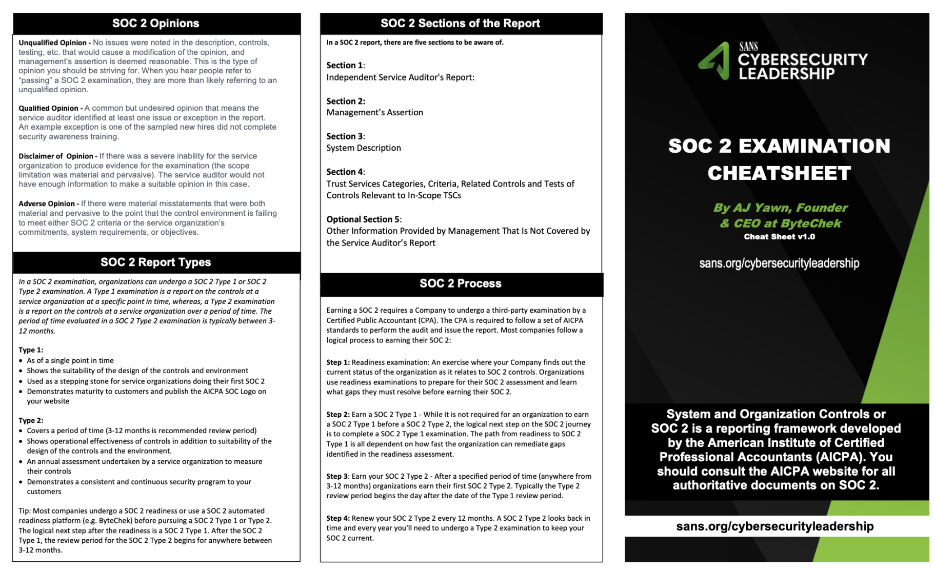 SOC  Cheat Sheet - SOC Reporting Guide - SOC   SOC