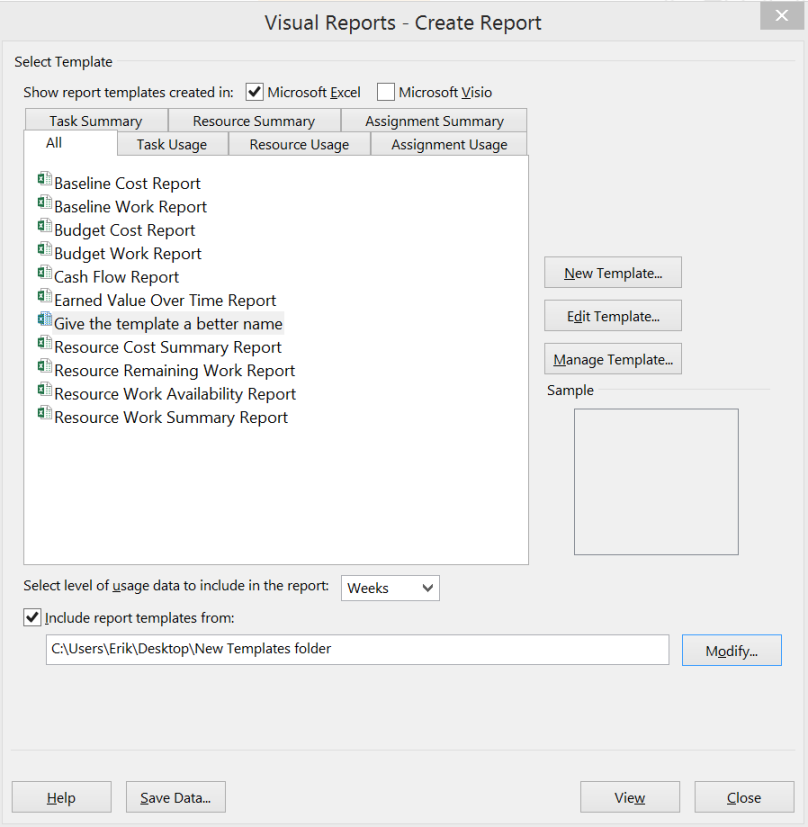 Updating the visual reports in MS Project  and  - The