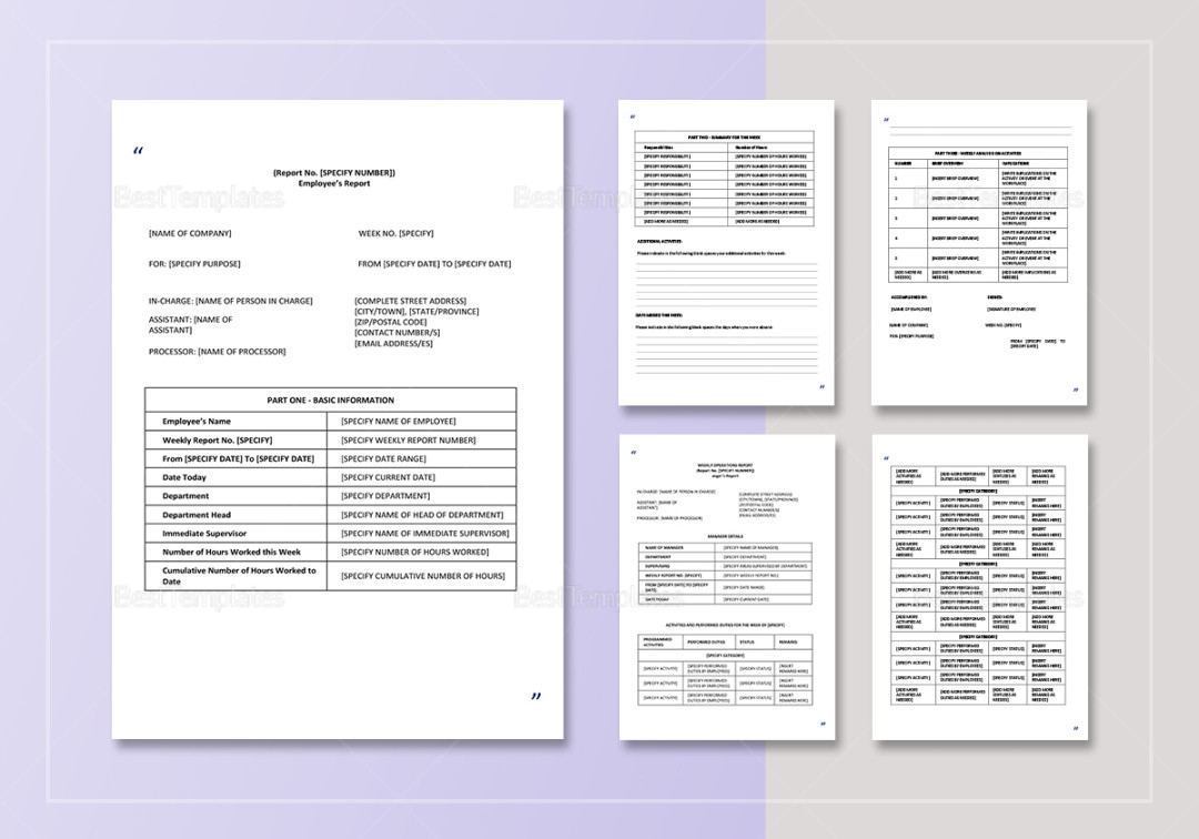 Weekly Operations Report Template in Word, Google Docs, Apple Pages